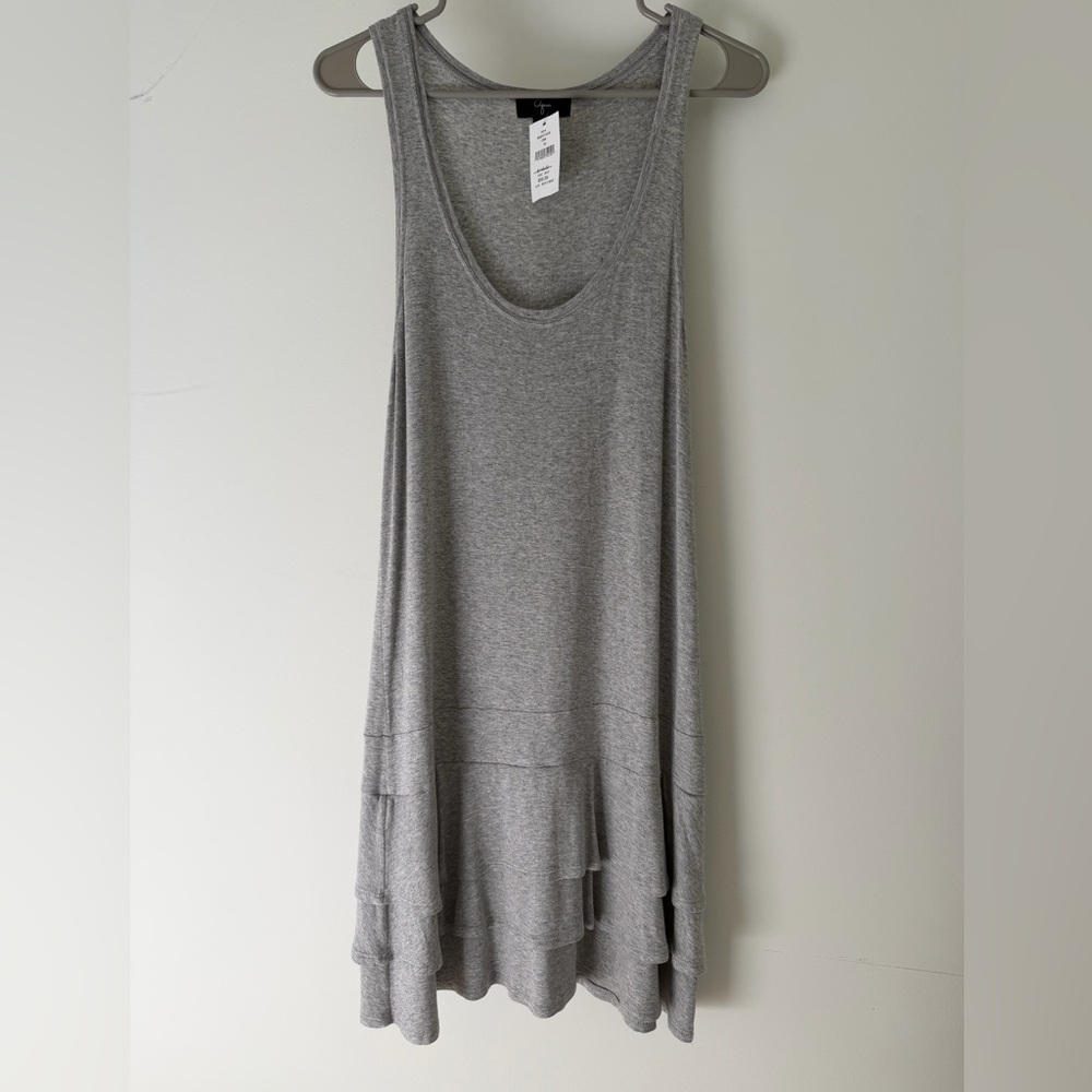 Aqua Gray casual mini dress with Ruffle Hem - Picture 4 of 7